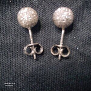 Silvora Hypoallergenic 925 Sterling Silver Crystal-Cut Disco Ball Stud Earrings